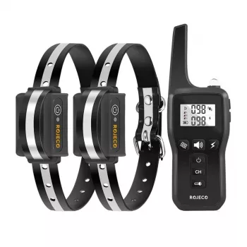 Rojeco PD529 1000m hondentrainingshalsband met 2 halsbanden (zwart)