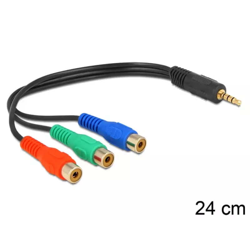 Audiokabel DeLOCK 62499 0,24 m 3,5 mm naar 3 x RCA zwart