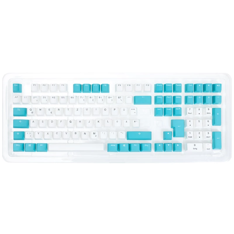 Ducky keycap set, PBT, ISO (DE) - wit/blauw