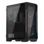 KRUX Heko KRXD001 Midi Tower pc-behuizing, ATX/micro-ATX/mini-ITX, transparant zijpaneel, ARGB, 4x 120 mm ventilator, videokaart tot 34 cm, CPU-koeler tot 165 mm, zwart