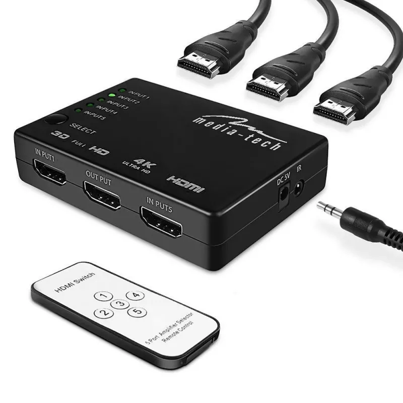 Media-Tech MT5207 5x HDMI-switch, 4K