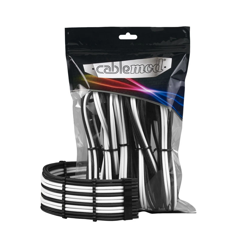 CableMod PRO ModMesh 12VHPWR kabelverlengset CM-PCAB-16P3KIT-NKKW-3PK-R-SS, zwart/wit