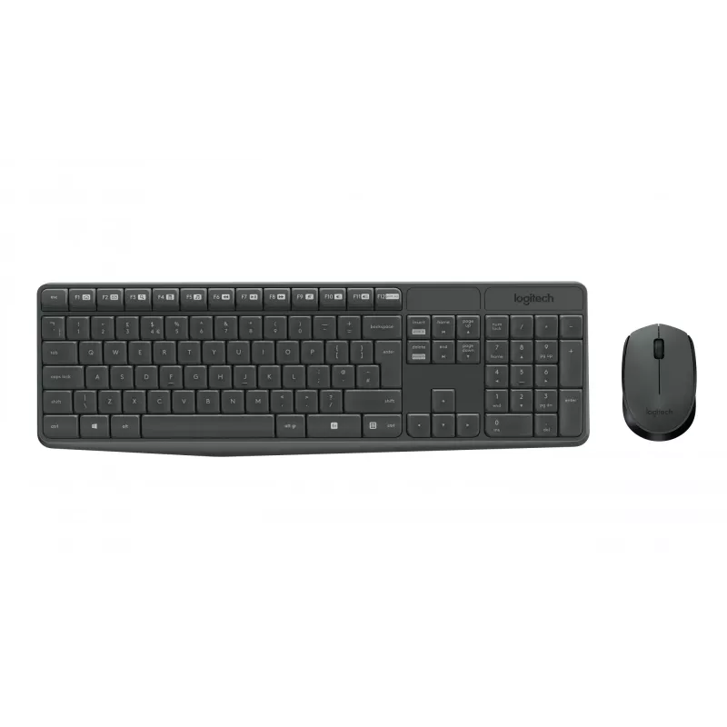 Logitech MK235 duurzame draadloze toetsenbord- en muisset in grijs