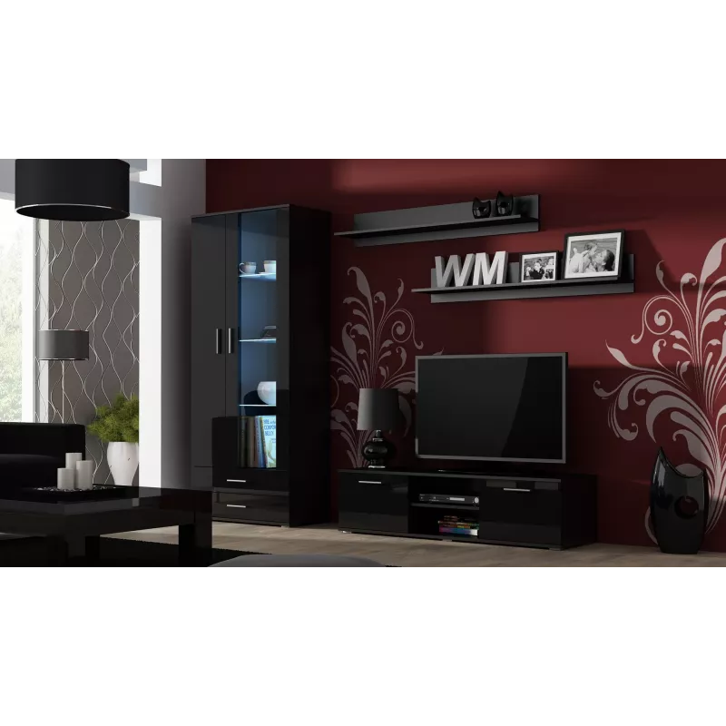 Cama tv-standaard SOHO 140 zwart/zwart glanzend