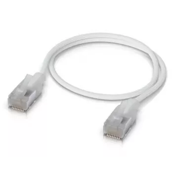 Netwerk-patchkabel UBIQUITI UACC-CABLE-PATCH-EL-C6A-1M-W — Cat6a, 1 m, RJ-45, doorschijnend wit