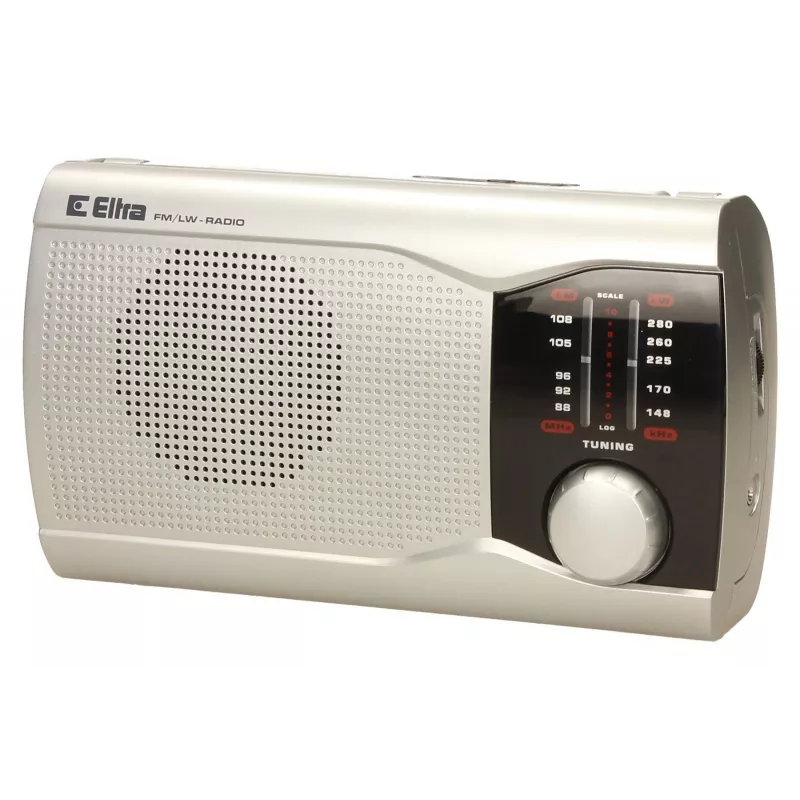 Draagbare Eltra EWA zilver radio — AM/FM-ontvanger, batterijgevoed