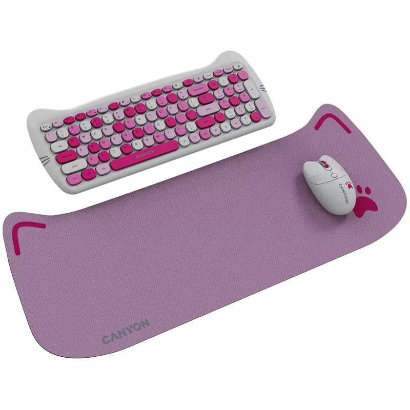 Draadloze toetsenbord- en muisset CANYON HSET-W6 Pink Kitty Edition