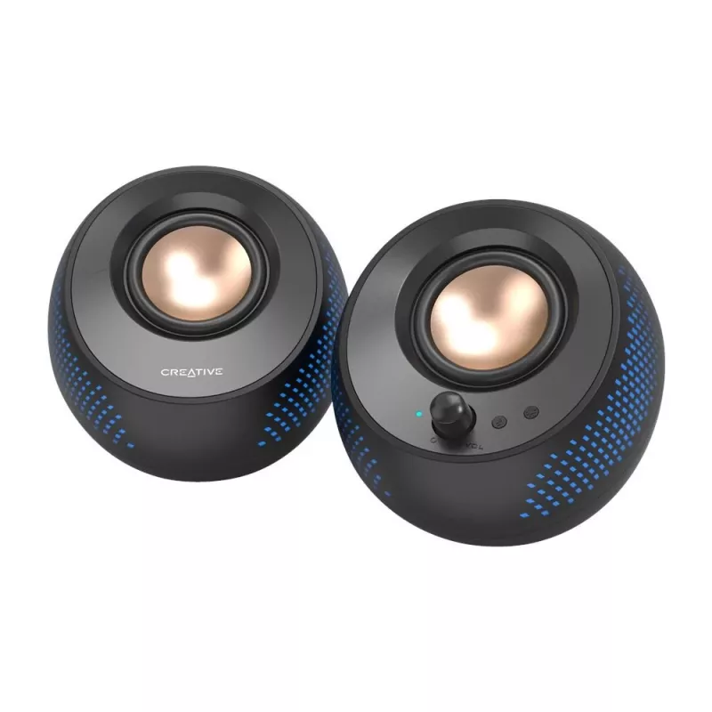 CREATIVE Pebble X 2.0 USB-C computerluidspreker met instelbare RGB-verlichting, Bluetooth 5.3, USB-audio, tot 15 W RMS-vermogen voor pc en Mac