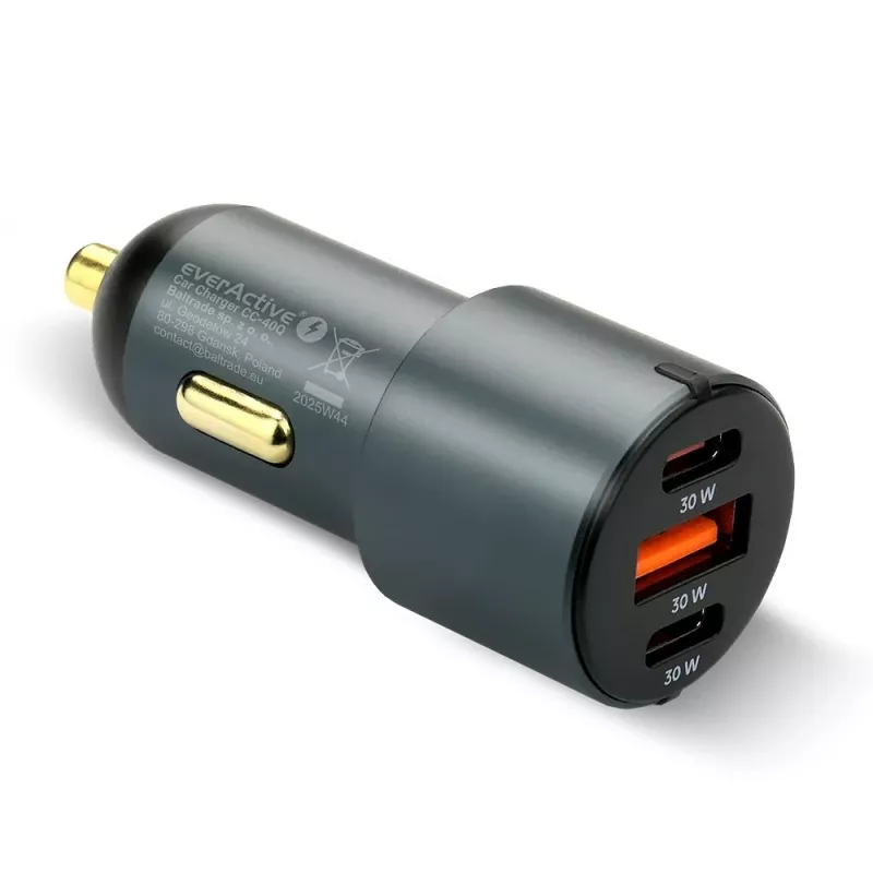 Auto-oplader everActive CC-40Q QC3.0 60W, USB-autoadapter voor het opladen van mobiele apparaten