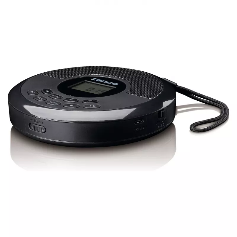 Draagbare cd-speler Lenco CD-340BK — zwart, draagbaar ontwerp