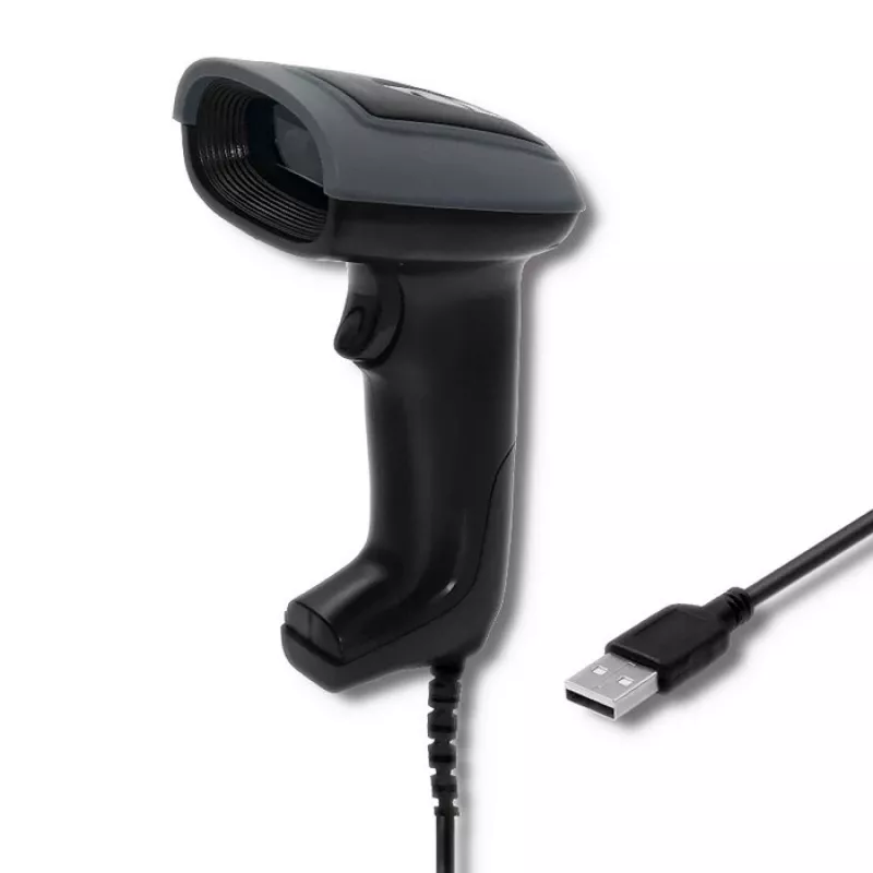 Handbarcodescanner QOLTEC 50863 — 1D/2D-scanner, USB bekabeld, LED-sensor, zwart, 5V, 1,8 m kabel