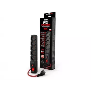 ACAR F5 POWER zwart 5 AC-stopcontacten 230 V 1,5 m