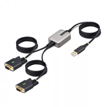 StarTech.com 13ft (4m) 2-poorts USB-naar-serieel adapterkabel, verwisselbare DB9 schroeven/moeren, COM-behoud, USB-A naar DB9 RS232, FTDI, Level-4 ESD-bescherming, Windows/macOS/ChromeOS/Linux – robuuste TPE-constructie