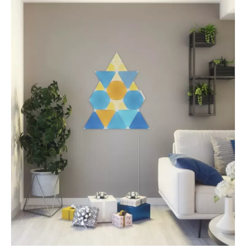 Driehoekige LED-paneellampen Nanoleaf NL47-0002TW-9PK — set met 9 RGB-wandpanelen, netvoeding, wit