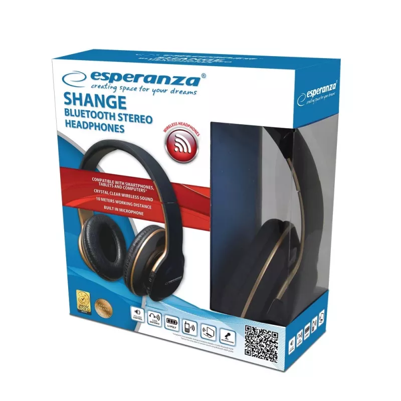 Esperanza EH220 Bluetooth-hoofdtelefoon met hoofdband, zwart