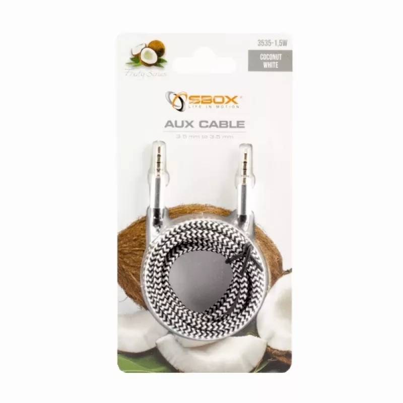 Sbox 3535-1.5W AUX-kabel 3,5mm naar 3,5mm kokoswit