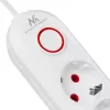 Stekkerdoos MACLEAN MCE394W — 3 stopcontacten, 3×USB 2,1A, 110–240V AC, 2500W, 1,5 m kabel, wit