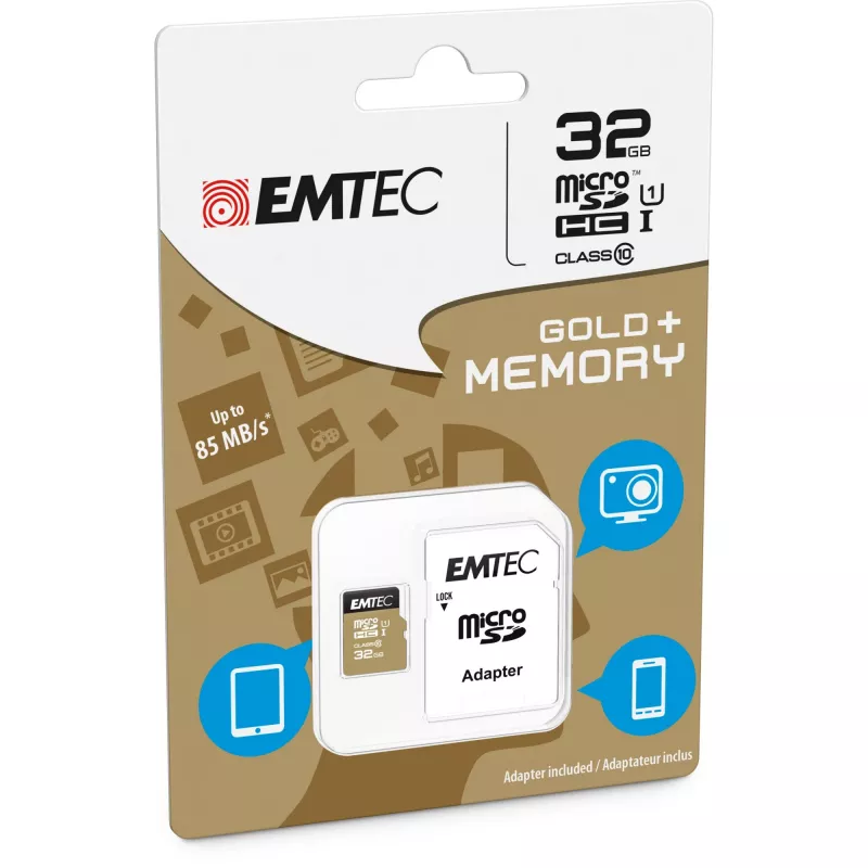 Flashgeheugen Emtec 32GB MicroSDHC Class10 ECMSDM32GHC10GP