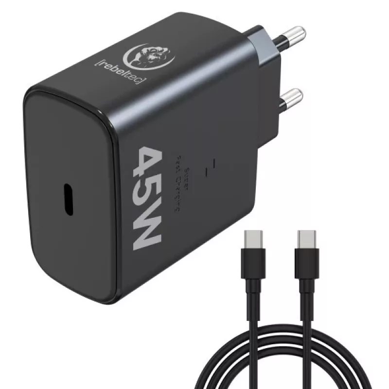Rebeltec snellader USB-C RBLAKT00026 45W voor notebooks en telefoons