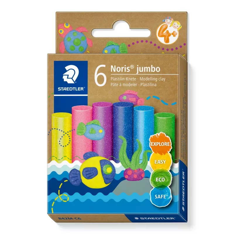 Kleimassa Staedtler Noris Jumbo Glitter – niet-giftig, licht vormbaar, MPN 842M C6
