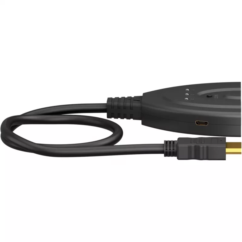 HDMI-omschakelbox 3 naar 1 (4K @ 60Hz), HDMI-switch (zwart, 55cm kabel)
