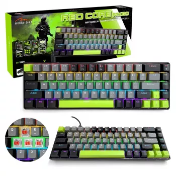 Mechanisch toetsenbord MEDIA-TECH MT1260 Red Core MX60, 60% formfactor, CHERRY MX Red schakelaars, RGB-verlichting, USB, groen