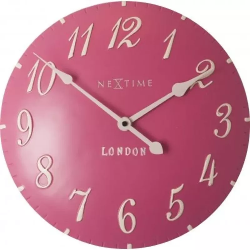 NeXtime klok 3084rz London Arabic, Ø34,5 cm, wand, roze/wit