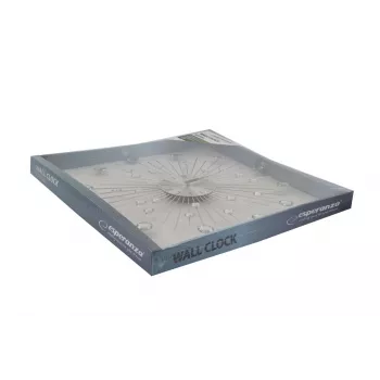 Wandklok ESPERANZA EHC002 — mechanisch, rond, 50 cm diameter, 25 mm diepte, aluminium frame, glazen deksel, roestvrijstalen afwerking