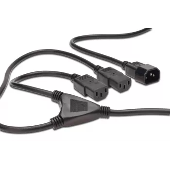 Digitus ASSMANN - stroomverdeler (250 V wisselstroom) - IEC 320 EN 60320 C14 - IEC 320 EN 60320 C13 - 1.7 m - gegoten - zwart (AK-440400-017-S)