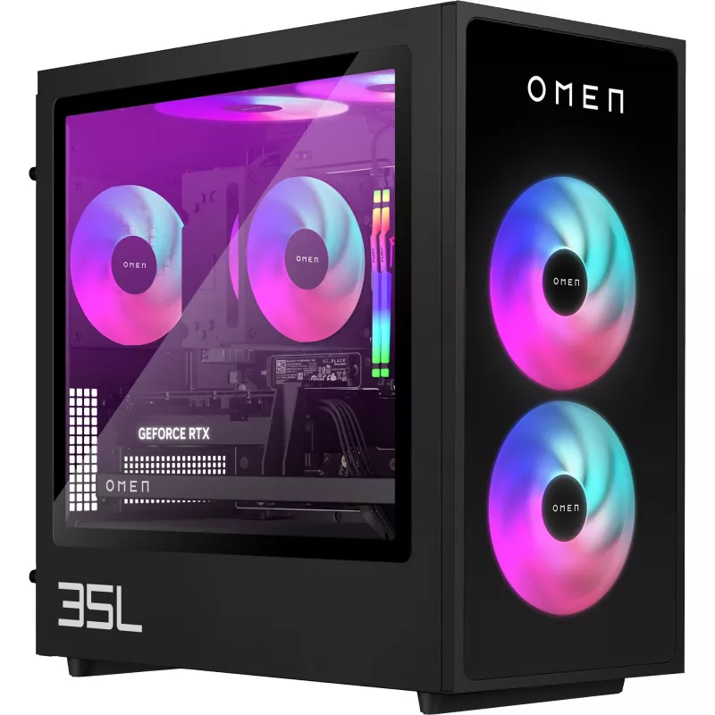 HP OMEN 35L GT16-1277NG gaming-pc, AMD Ryzen 7 9800X3D, 32 GB RAM, 1 TB SSD, NVIDIA GeForce RTX 5070 Ti, zwart, zonder besturingssysteem (CE1L0EA#ABD)