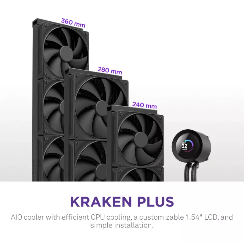 All-in-one vloeistofkoeler NZXT Kraken Plus 280 14 cm zwart