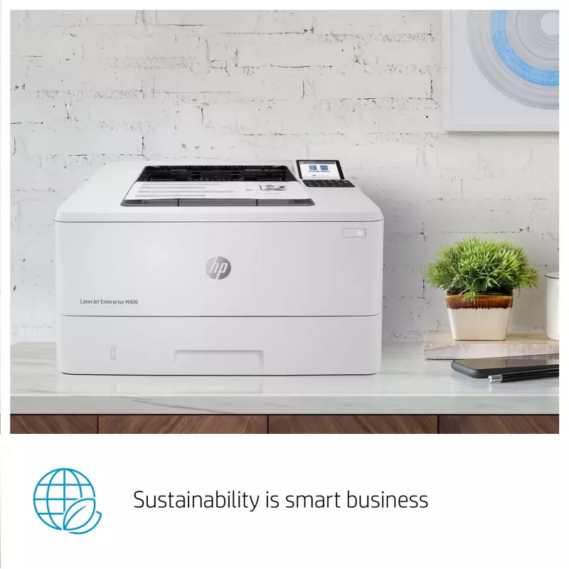 HP LaserJet Enterprise M406dn, laser, 1200 x 1200 DPI, A4, 38 ppm, dubbelzijdig printen, netwerkgeschikt