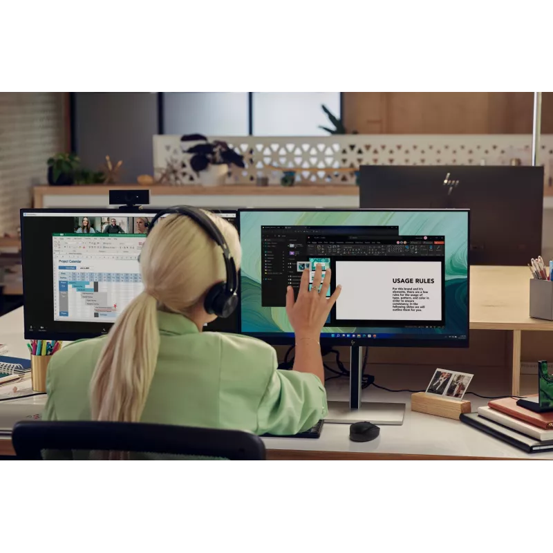 HP E24t G5 FHD touchmonitor, 60,5 cm (23,8 inch), 1920 x 1080 pixels, Full HD, LCD, 5 ms, zwart