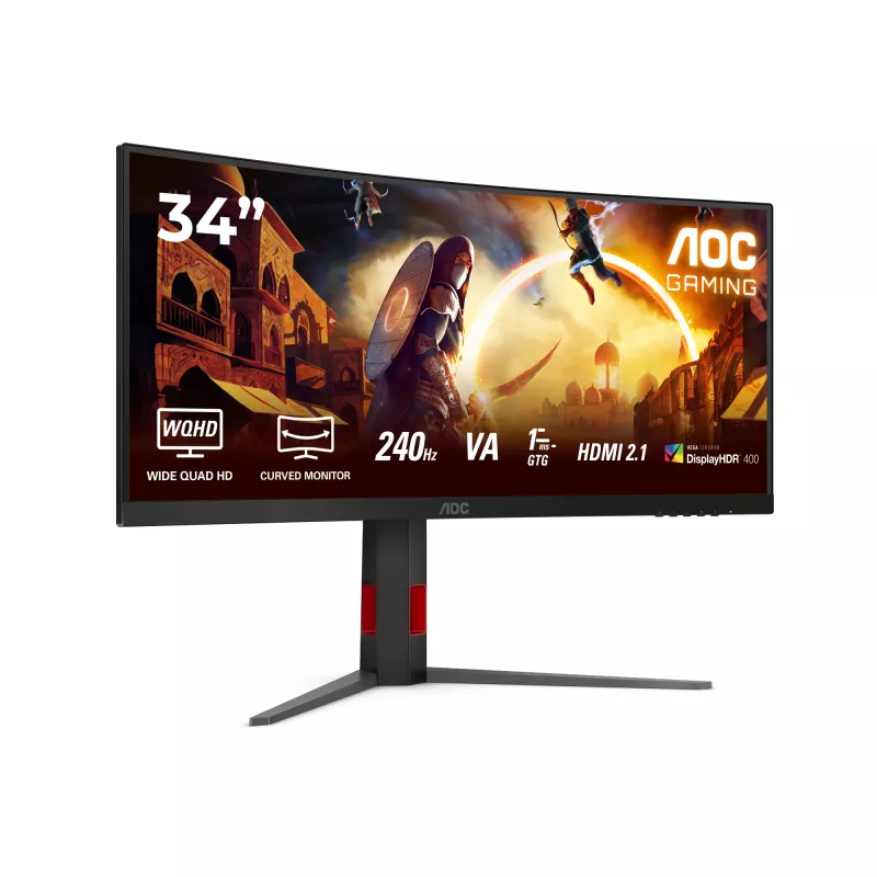AOC G4 CU34G4Z computermonitor 86,4 cm (34 inch) 3440 x 1440 pixel Wide Quad HD LED zwart, rood