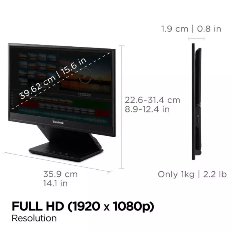 Viewsonic VP Series VP16-OLED computermonitor 40,6 cm (16 inch) 1920 x 1080 pixel Full HD zwart