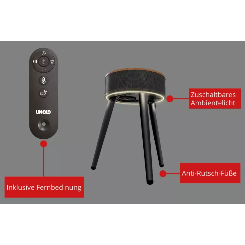 Unold 86545 elektrische ruimteverwarming binnen zwart, hout ventilator elektrische ruimteverwarming