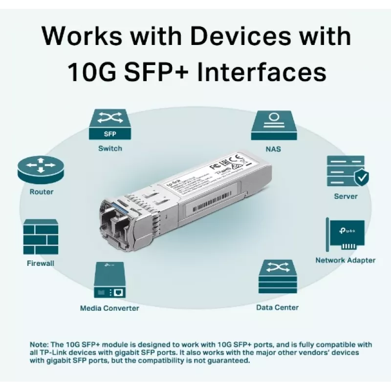 TP-Link 10Gbase-LR SFP+ LC transceiver, glasvezel, 10000 Mbit/s, SFP+, LC, 9/125 µm, LR