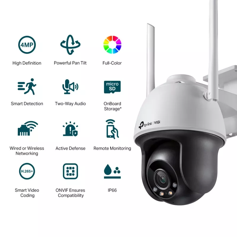 TP-Link VIGI 4MP buiten Full-Color Wi-Fi pan tilt netwerkcamera