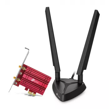 TP-Link AXE5400 Wi-Fi 6E Bluetooth 5.2 PCIe-adapter, intern, draadloos, PCI Express, wlan / Bluetooth, 5400 Mbit/s, zwart, rood