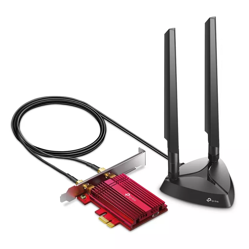 TP-Link AXE5400 Wi-Fi 6E Bluetooth 5.2 PCIe-adapter, intern, draadloos, PCI Express, wlan / Bluetooth, 5400 Mbit/s, zwart, rood