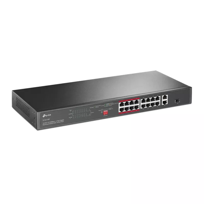 TP-Link 16-poorts 10/100 Mbps + 2-poorts Gigabit rackmount PoE-switch met 16-poorts PoE+