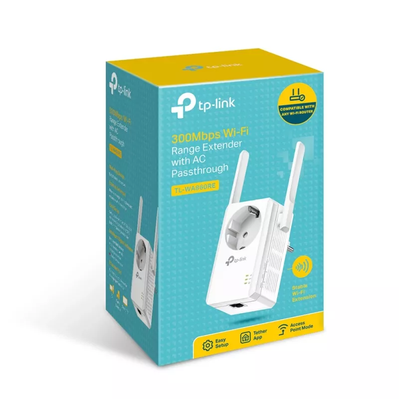 TP-Link TL-WA860RE N300 Wi-Fi-versterker met AC-doorluschopcontact