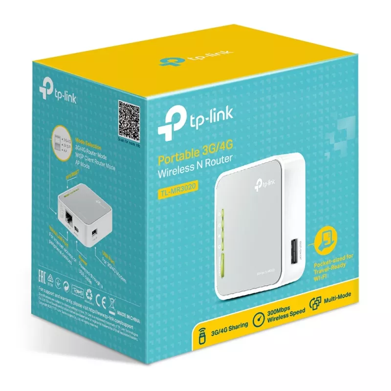 TP-Link TL-MR3020 WLAN-router Fast Ethernet single-band (2,4 GHz) 4G zilver, wit