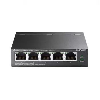 TP-Link 5-poorts 10/100Mbps desktop PoE-switch met 4-poorts, unmanaged, Fast Ethernet (10/100), fullduplex, Power over Ethernet (PoE)