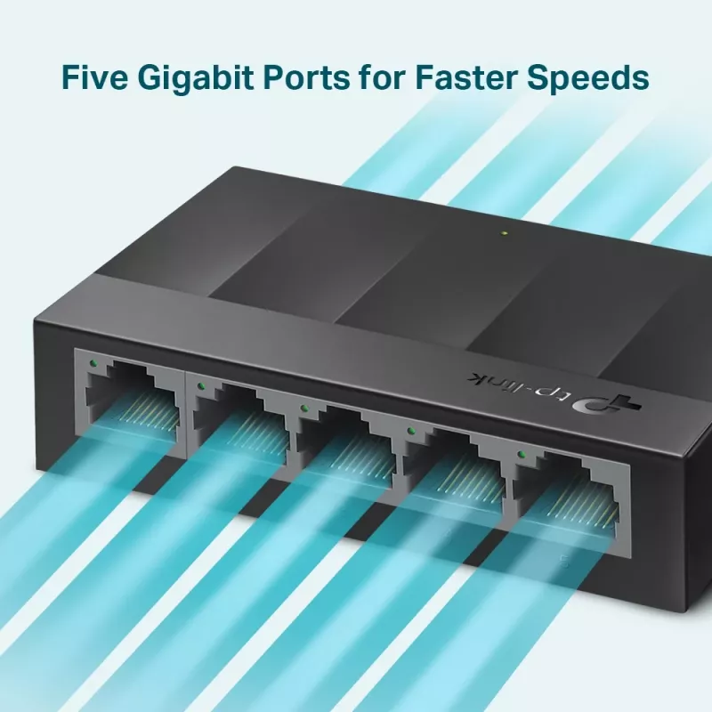 TP-Link 5-poorts 10/100/1000Mbps desktop-netwerkswitch, unmanaged, Gigabit Ethernet (10/100/1000), wandmontage