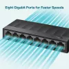 TP-Link 8-poorts 10/100/1000Mbps desktop-netwerkswitch, unmanaged, Gigabit Ethernet (10/100/1000), wandmontage