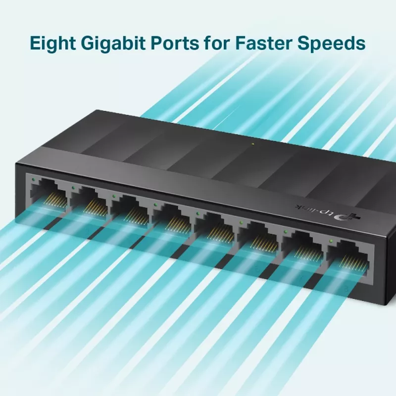 TP-Link 8-poorts 10/100/1000Mbps desktop-netwerkswitch, unmanaged, Gigabit Ethernet (10/100/1000), wandmontage