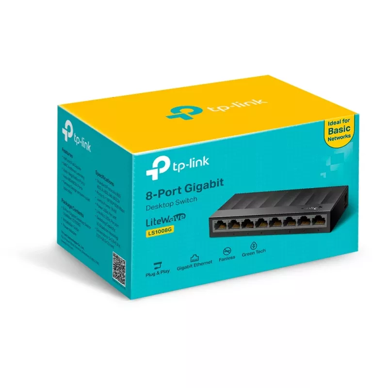 TP-Link 8-poorts 10/100/1000Mbps desktop-netwerkswitch, unmanaged, Gigabit Ethernet (10/100/1000), wandmontage