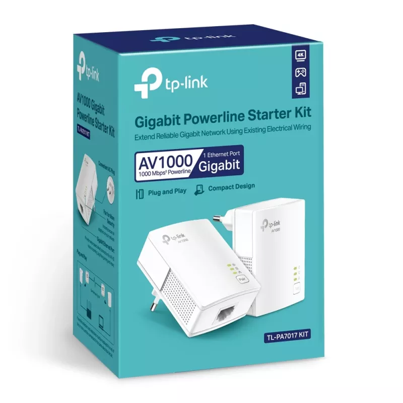 TP-Link TL-PA7017 KIT PowerLine-netwerkadapter 1000 Mbit/s Ethernet LAN wit 2 stuks
