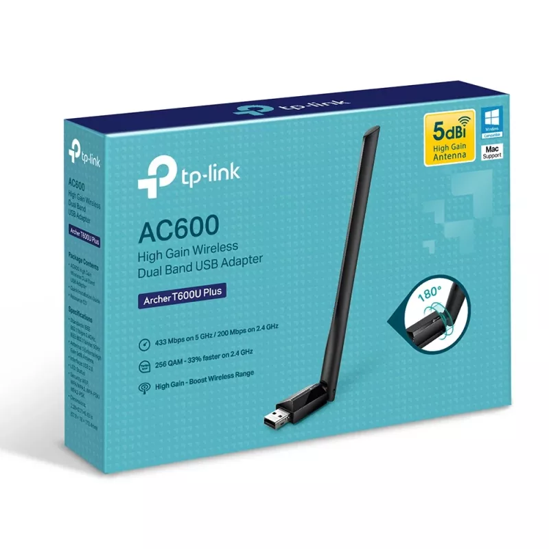 TP-Link AC600 High Gain draadloze dualband USB-adapter